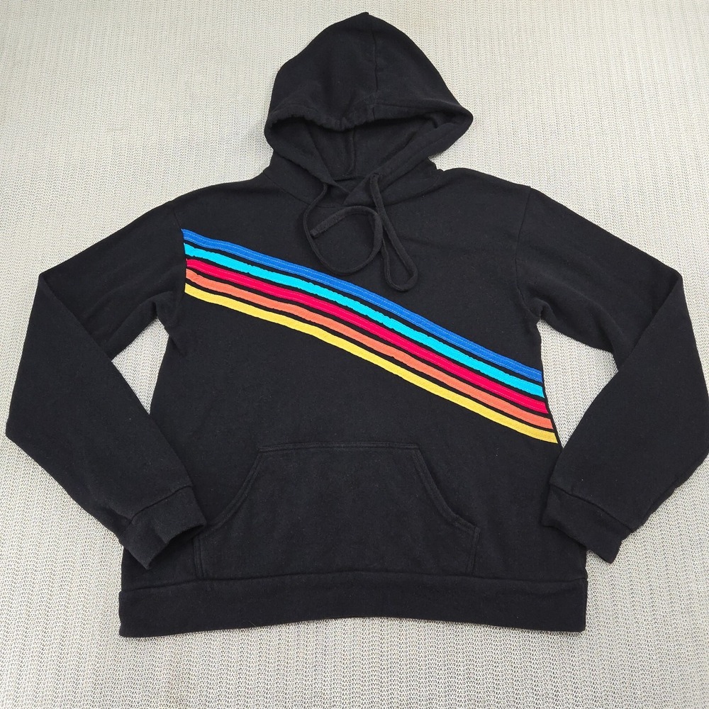 LGBTQ Gay Lesbian Hoodie Sweatshirt Womens Medium Black Rainbow Love Graphic